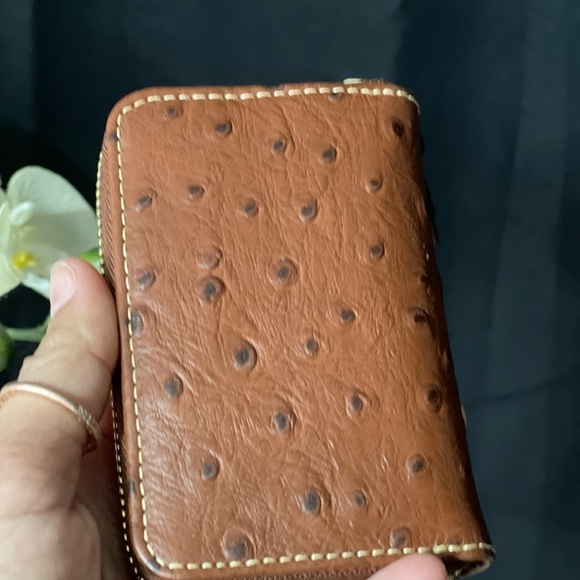 Dooney bourke Ostrich Zip Around Credit Card Case - Picture 2 of 6